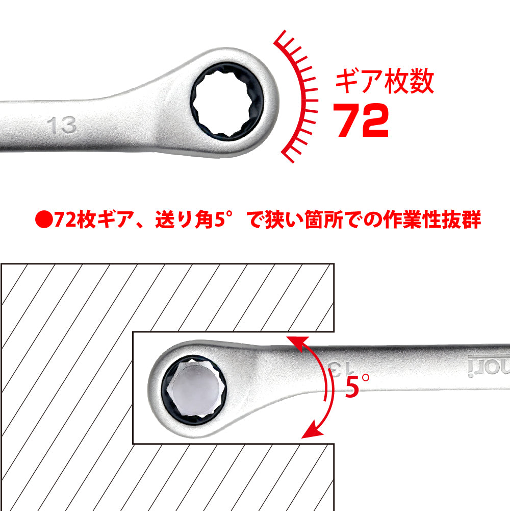 アモリ(Amori) ステンレスギアレンチ 13mm 72T ASGW-13