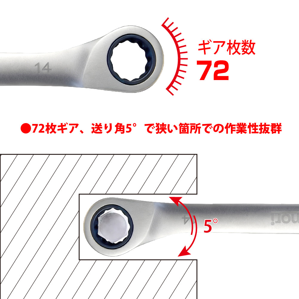 アモリ(Amori) ステンレスギアレンチ14mm 72T ASGW-14