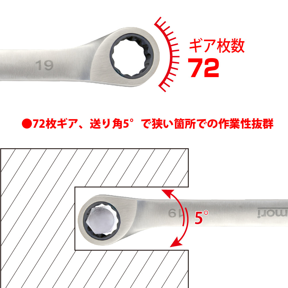 アモリ(Amori) ステンレスギアレンチ19mm 72T ASGW-19