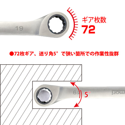 アモリ(Amori) ステンレスギアレンチ19mm 72T ASGW-19
